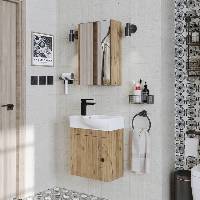 Roomart Punto Badmöbel Set 3-teilig 46.5 Cm Eiche