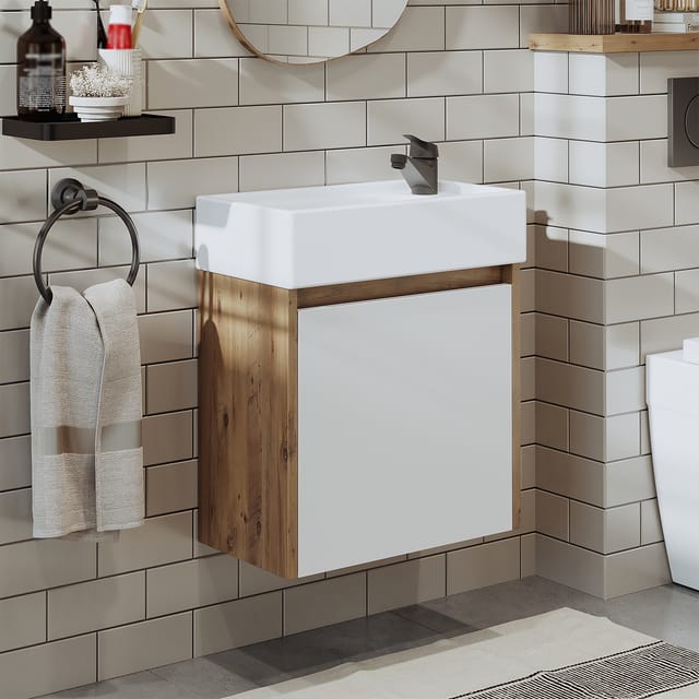 Roomart Mini-50 Badmöbel Set 2-teilig 49 Cm Weiß-eiche