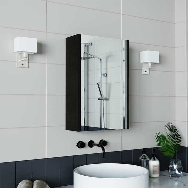 Roomart Mini-50 Badmöbel Spiegelschrank 40 Cm Schwarz-eiche