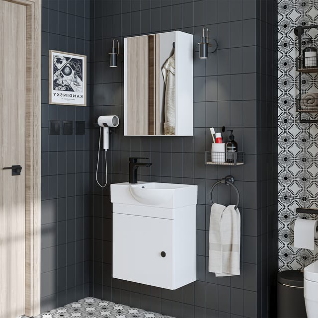 Roomart Punto Badmöbel Set 3-teilig 46.5 Cm Weiß