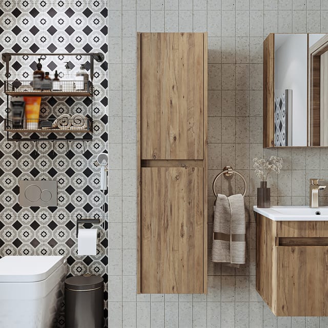 Roomart Atria-65 Badmöbel Hochschrank 35 Cm Eiche