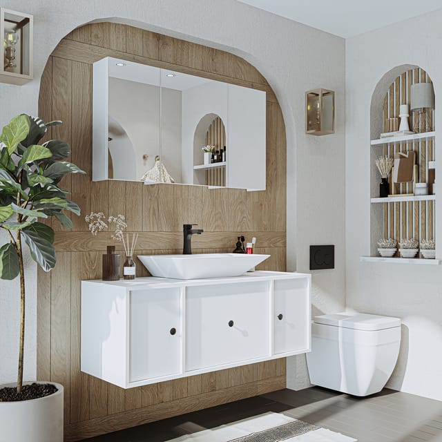 Roomart Gusto-ii-120 Badmöbel Set 3-teilig 120 Cm Weiß