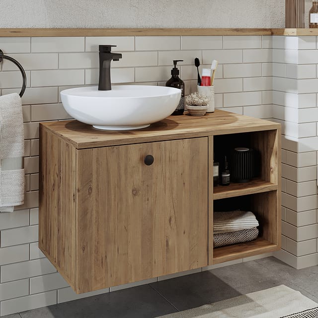Roomart Lotus-i-75 Badmöbel Set 2-teilig 75 Cm Eiche