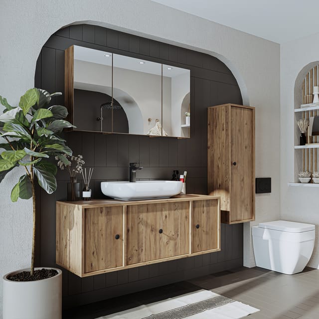 Roomart Gusto-i-120 Badmöbel Set 4-teilig 120 Cm Eiche