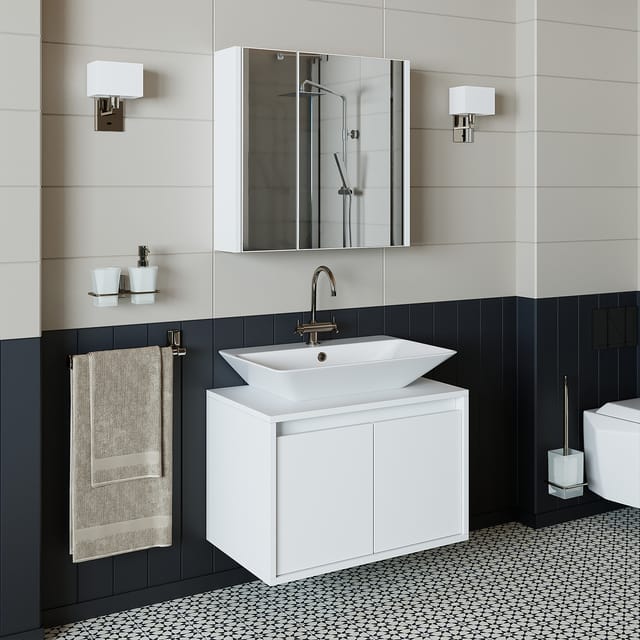 Roomart Atlantic-65 Badmöbel Set 3-teilig 65 Cm Weiß