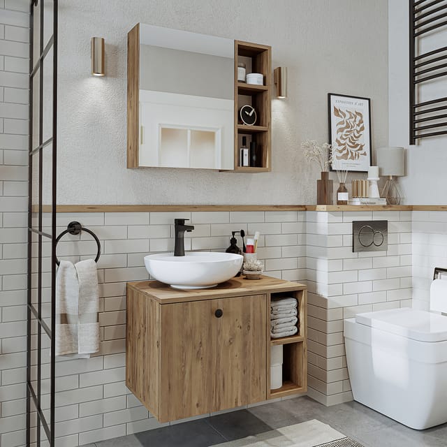 Roomart Lotus-i-65 Badmöbel Set 3-teilig 65 Cm Eiche