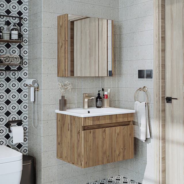 Roomart Atria-65 Badmöbel Set 3-teilig 65 Cm Eiche