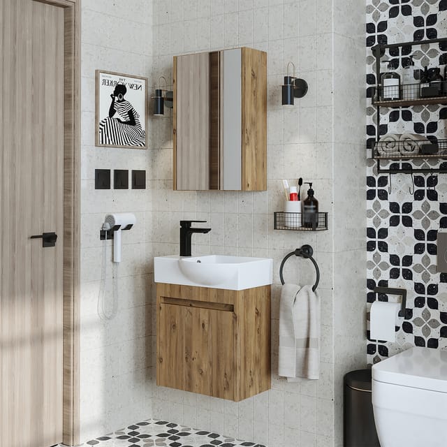 Roomart Leo Badmöbel Set 3-teilig 46.5 Cm Eiche