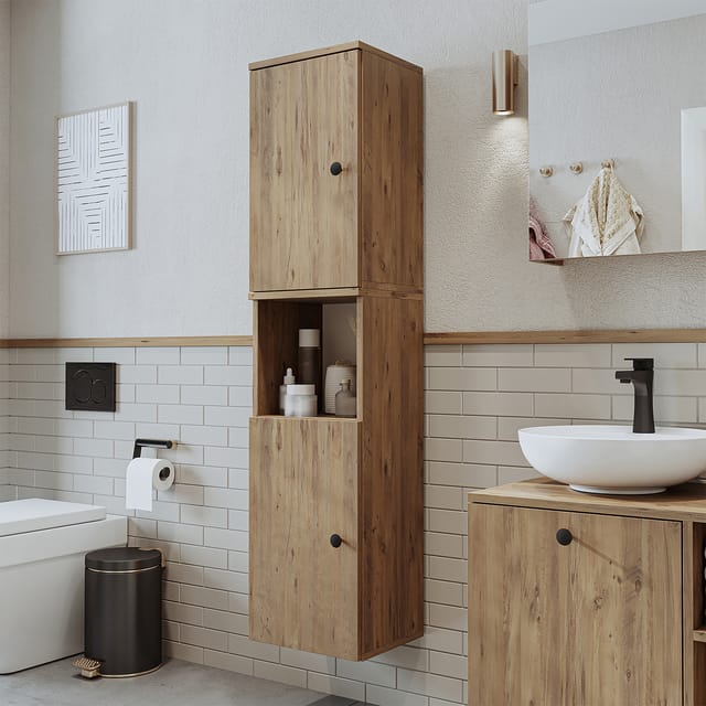 Roomart Lotus-i-95 Badmöbel Hochschrank 35 Cm Eiche