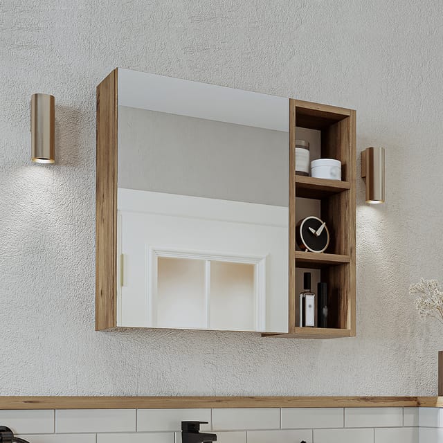 Roomart Lotus-i-65 Badmöbel Spiegelschrank 65 Cm Anthrazit-eiche