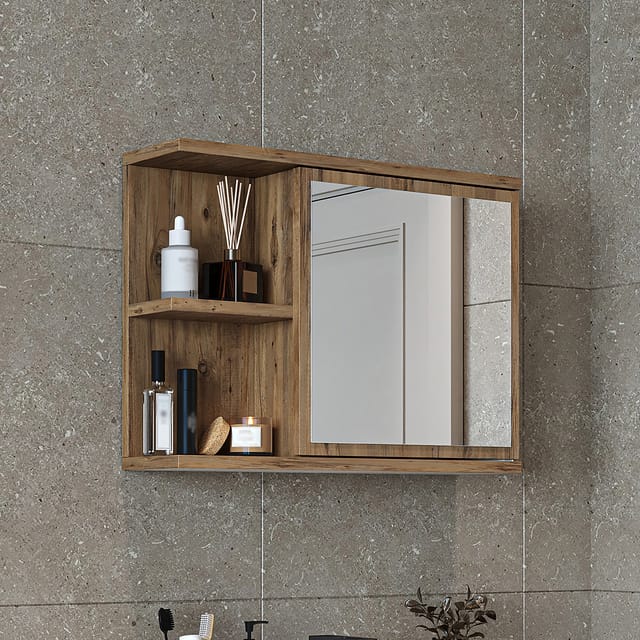 Roomart Ada Badmöbel Spiegelschrank 60 Cm Anthrazit-eiche