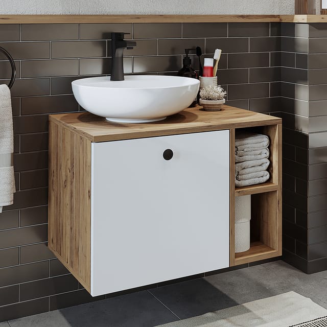 Roomart Lotus-i-65 Badmöbel Set 2-teilig 65 Cm Weiß-eiche