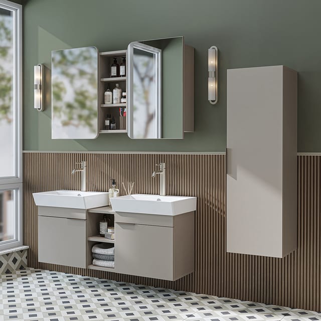 Roomart Lycia-120 Badmöbel Set 2-teilig 121 Cm Beige