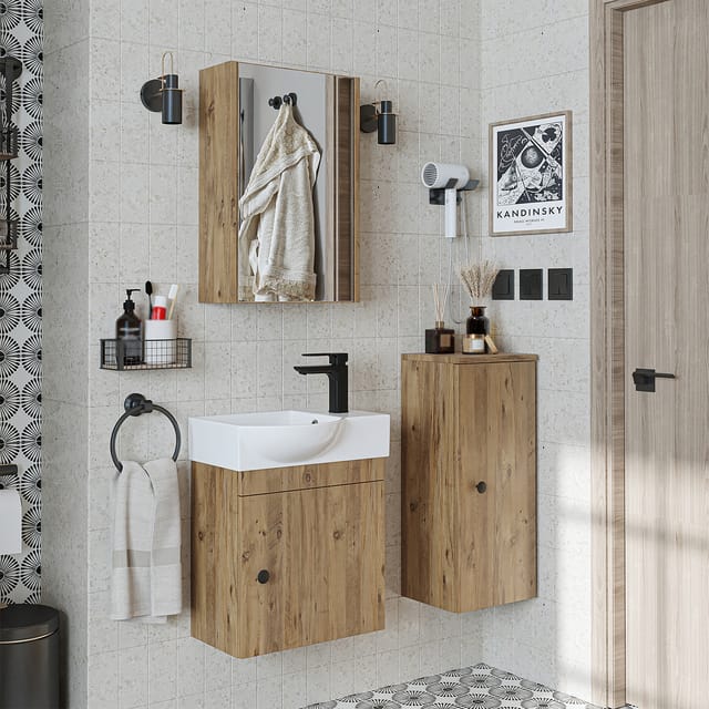 Roomart Punto Badmöbel Set 4-teilig 46.5 Cm Eiche