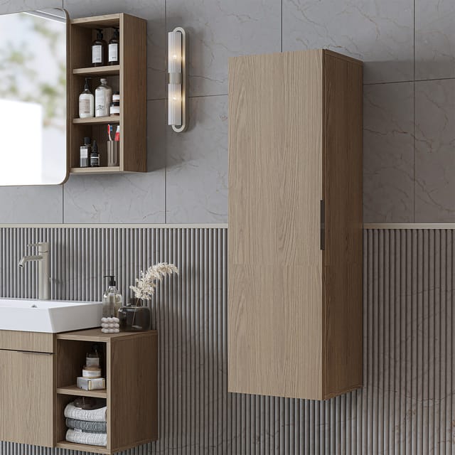 Roomart Lycia-72 Badmöbel Hochschrank 35 Cm Eiche(hell)