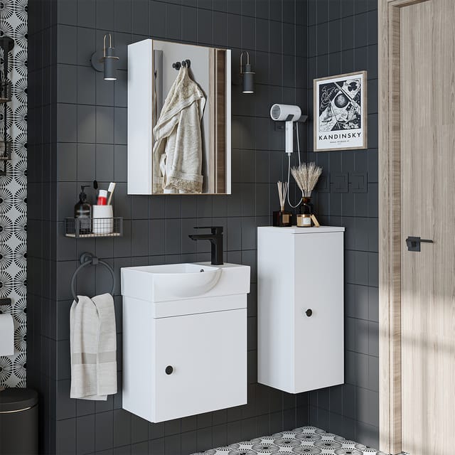 Roomart Punto Badmöbel Set 4-teilig 46.5 Cm Weiß