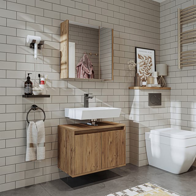 Roomart Melona-s1-65 Badmöbel Set 2-teilig 65 Cm Eiche
