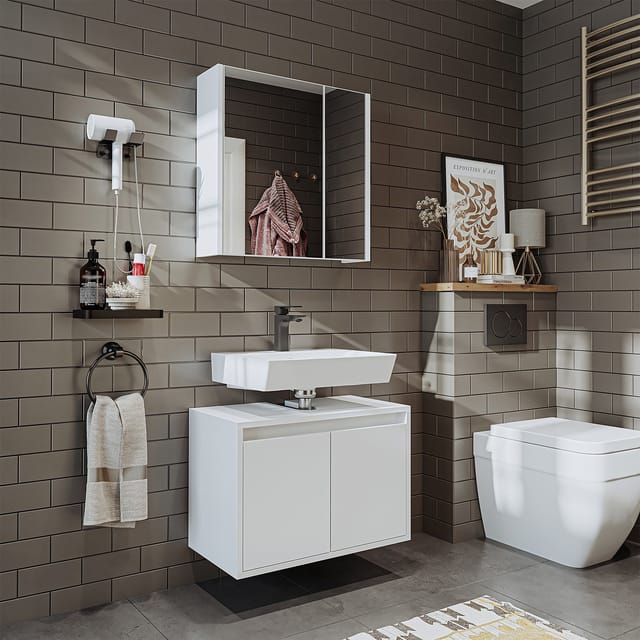 Roomart Melona-s1-65 Badmöbel Set 2-teilig 65 Cm Weiß