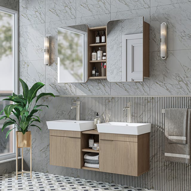 Roomart Lycia-120 Badmöbel Set 2-teilig 121 Cm Eiche(hell)