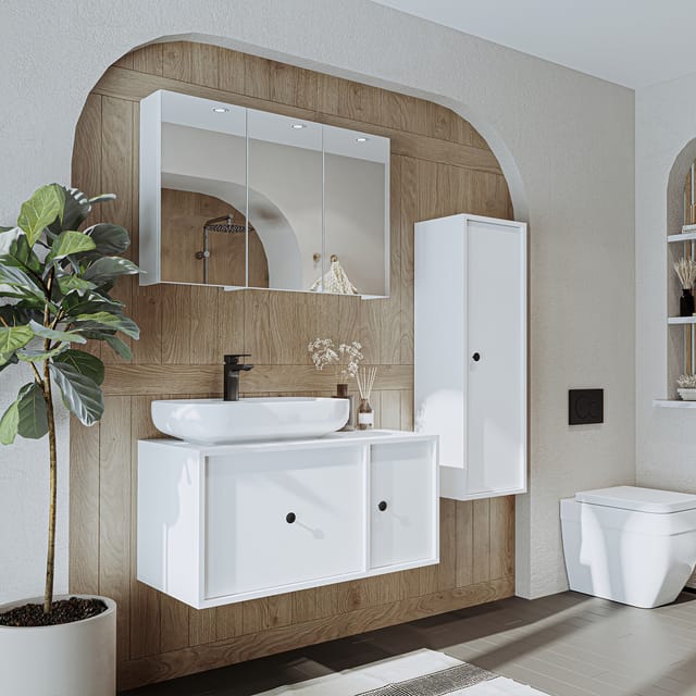 Roomart Gusto-i-90 Badmöbel Set 4-teilig 90 Cm Weiß