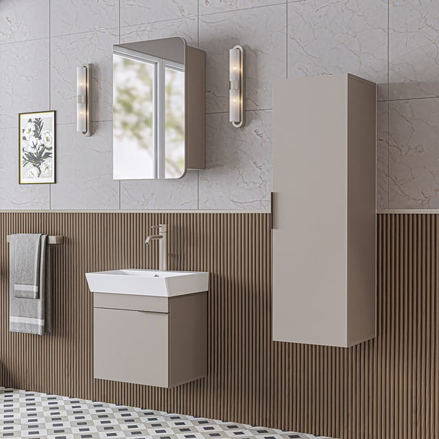 Roomart Lycia-50 Badmöbel Set 4-teilig 50 Cm Beige