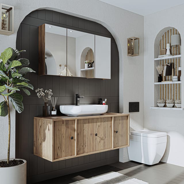 Roomart Gusto-i-120 Badmöbel Set 3-teilig 120 Cm Eiche