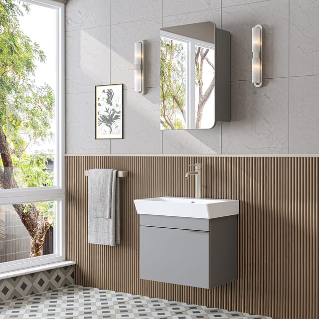 Roomart Lycia-60 Badmöbel Set 3-teilig 59 Cm Grau