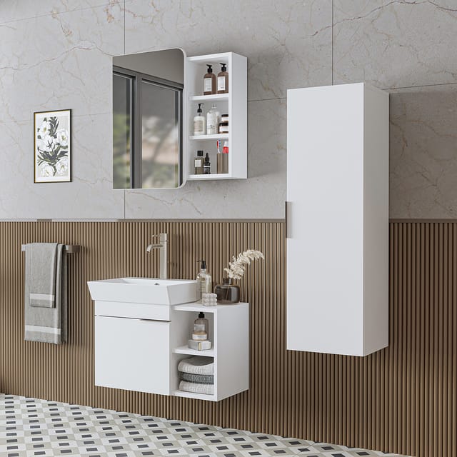 Roomart Lycia-72 Badmöbel Set 4-teilig 72 Cm Weiß