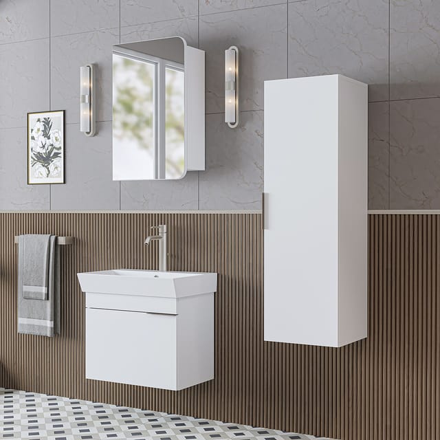Roomart Lycia-60 Badmöbel Set 4-teilig 59 Cm Weiß