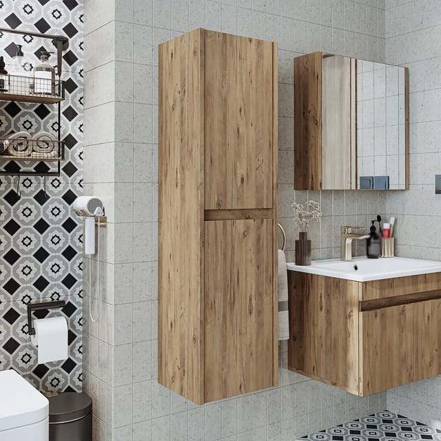 Roomart Melona-s1-65 Badmöbel Hochschrank 35 Cm Eiche