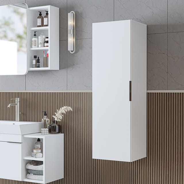 Roomart Lycia-82 Badmöbel Hochschrank 35 Cm Weiß