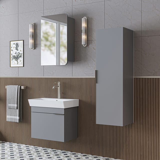 Roomart Lycia-60 Badmöbel Set 4-teilig 59 Cm Grau