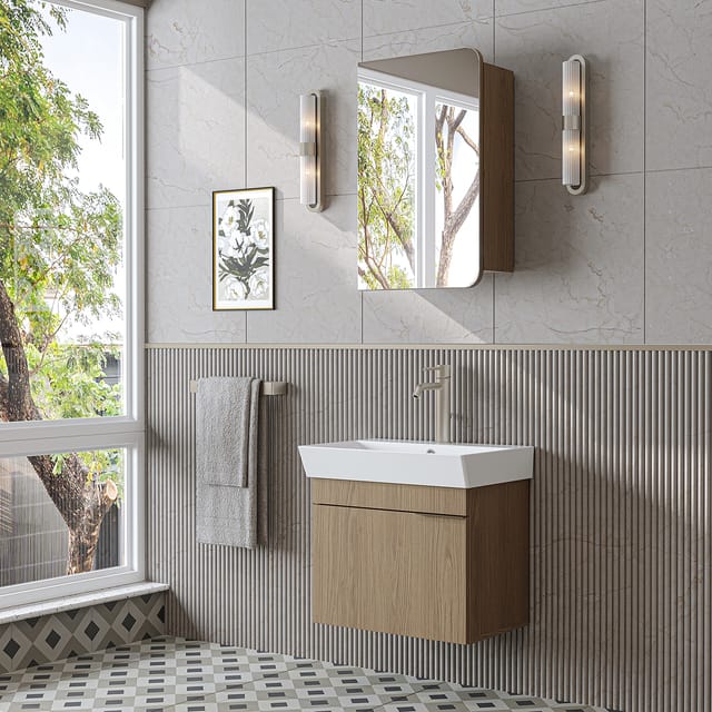 Roomart Lycia-60 Badmöbel Set 3-teilig 59 Cm Eiche(hell)