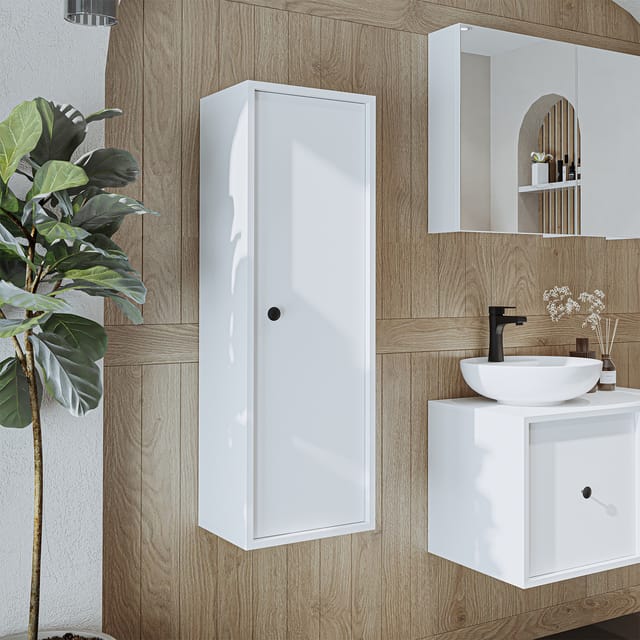 Roomart Gusto-i-90 Badmöbel Hochschrank 35 Cm Weiß