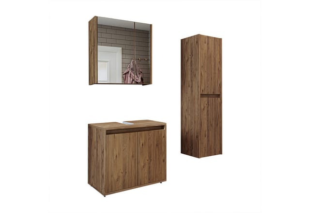 Roomart Melona-s2-65 Badmöbel Set 3-teilig 65 Cm Eiche