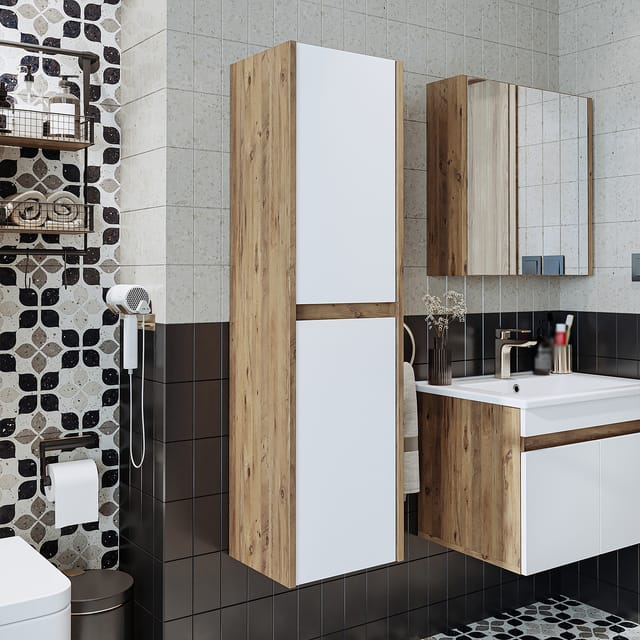 Roomart Melona-s1-65 Badmöbel Hochschrank 35 Cm Weiß-eiche