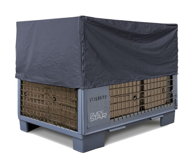 Gitterbox Abdeckung Pvc-tarp 125x85x50cm Pvc-gewebe 350g/m² Grau Schutzhülle Abdeckplane Staubschutz