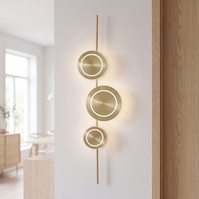Led Wandleuchte Aluminium H: 120 Cm In Gold Warmweißes Licht 3000 K 1008 Lm Modern Wandlampe