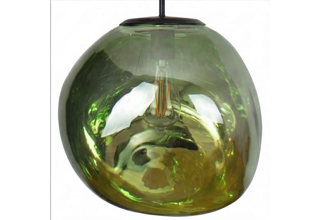 Pendelleuchte Aluminium Glas H: Max. 138 Cm Schwarz Grün E27 Modern
