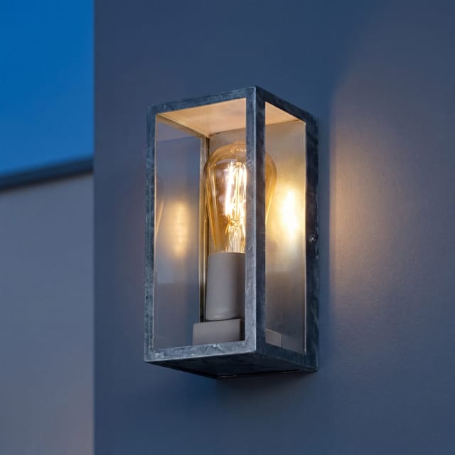 Außenlampe Wand Aluminium E27 Ip44 23,5 Cm Hoch Zink Eckig Vintage Design Wandlampe Außen