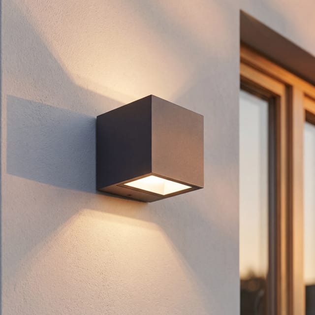 Außenleuchte Wand Aluminium Led Ip54 8,8 Cm Breit Up Down Anthrazit Quadratisch 850 Lm Modern