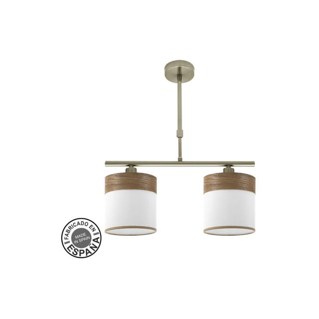 Cloe Lampe 2xe14 Leder/weiß-holz Dunkel Regx43x14 Cm - Fabrilamp