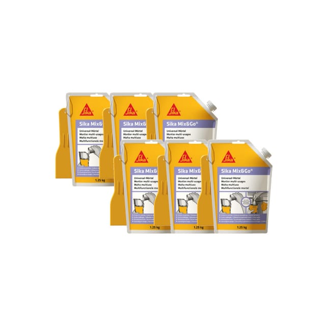 Sika - Set Aus 6 Mischfertigen Reparaturmörteln Mix &amp Go - Grau - 1,25kg