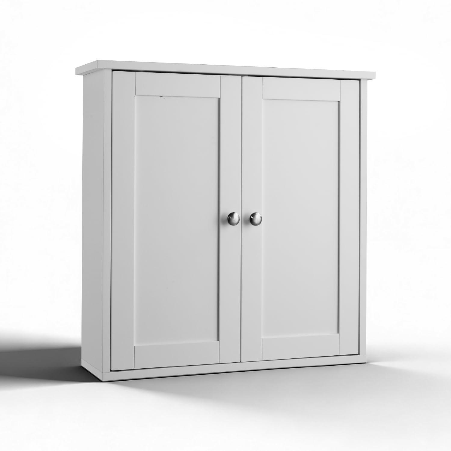 Hängeschrank Mit 1 Tür, Badschrank, Küchenschrank, 60x18x60 Cm, Weiß