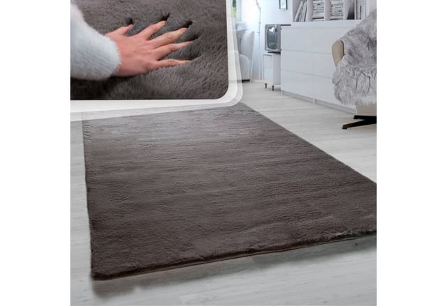 Paco Home - Teppich Wohnzimmer Hochflor Softes Kaninchenfell Imitat Kunstfell Anthrazit 140x200 Cm