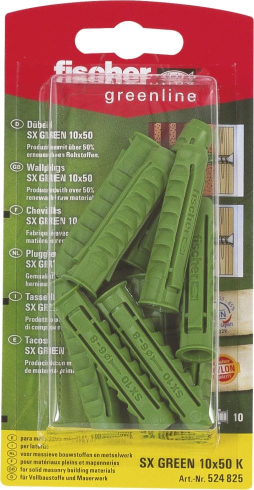 Fischer - Spreizdübel Sx Green 10.0 X 50 Mm - 10 Stück Dübel
