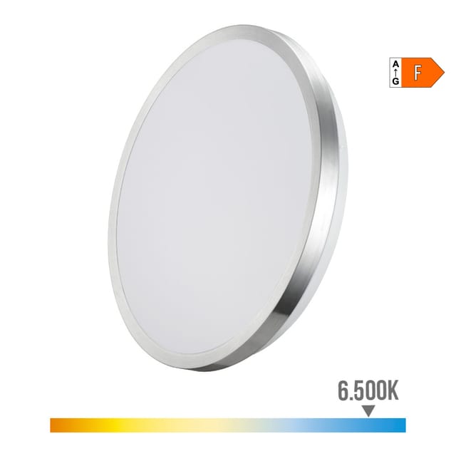 Super Led Wandaufbauleuchte, 18w, 1820lm, 6500k, Ø 33x5,9cm, Rahmen Chrom Edm 32570
