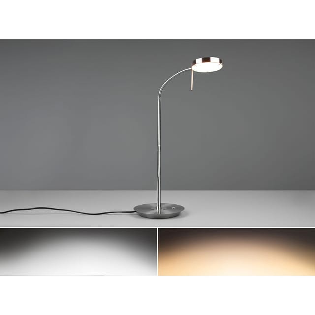 Trio - Led Schreibtischleuchte Monza Dimmbar Mit Flexarm, Höhe 57cm, Silber