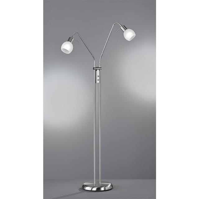 Stehleuchte Antibes 2 Flammig Flexarme Silber Glas Alabaster, Höhe 125cm