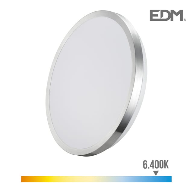 Edm - Wandleuchte Super Led Anbau 24w 2490lm 6500k Ø38x6,2cm Chromrahmen